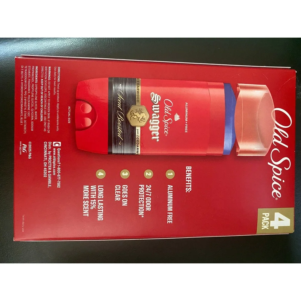 Old Spice Deodorant Men 4 Pack 3oz Swagger New Aluminum Free Cedarwood Scent Boo